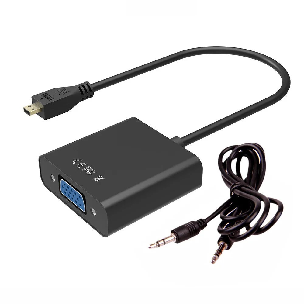 Микро HDMI к VGA Кабель Micro папа Женский адаптер 1080p видео конвертер для ПК монитора