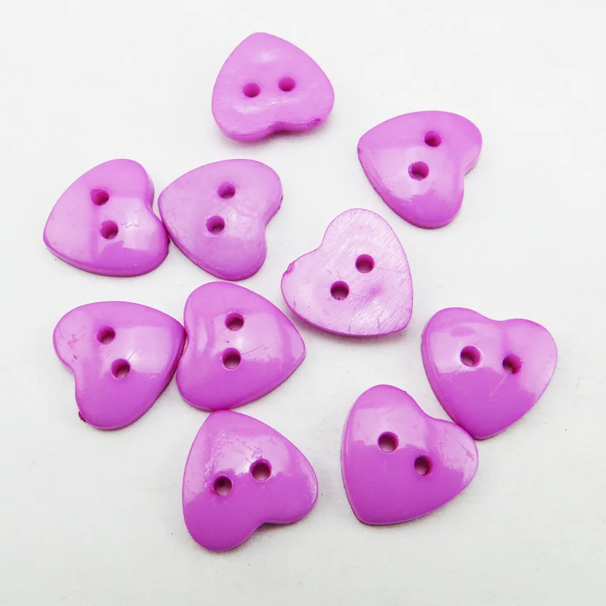 11 мм-25 мм смешанные или одинарные сердца окрашенные пластиковые кнопки пальто сапоги шитье декоративной одежды аксессуар игрушка Детская Кнопка P-223 - Цвет: Purple