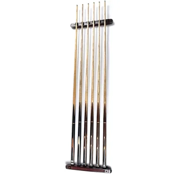 

1 Pair 39x3.5x3.5cm Billiard Pool Snooker Table Wall Mount Hanging Professional 6 Cue Sticks Solid Wood Rack Holder