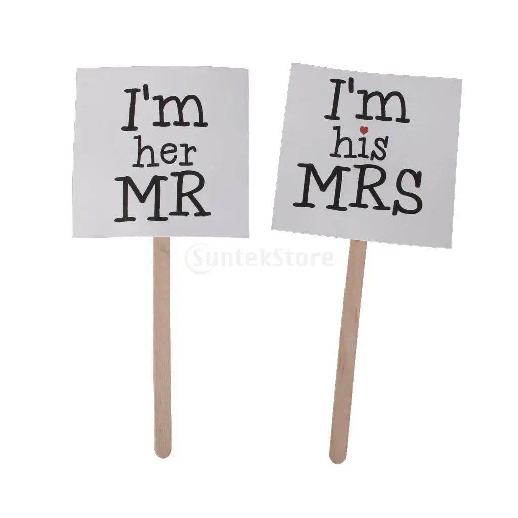 

Mr and Mrs Cake Topper Sticks Wedding Cake Topper Funny Mrs Mr Photo Props Free Shipping