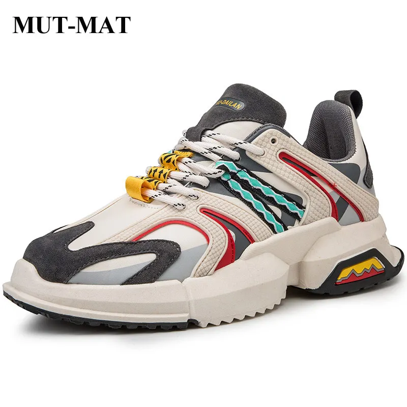 MUT-MAT Men Shoes Autumn Fashion Trend Shoe Breathable Soft bottom Non-Slip Wear-resistant Lace-Up Sneakers | Обувь