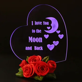 

LED Night Light Birthday Gift Birthday Party Decoration Mom's Day Gift Heart Shaped Cake Topper Love You to the Moon and Back
