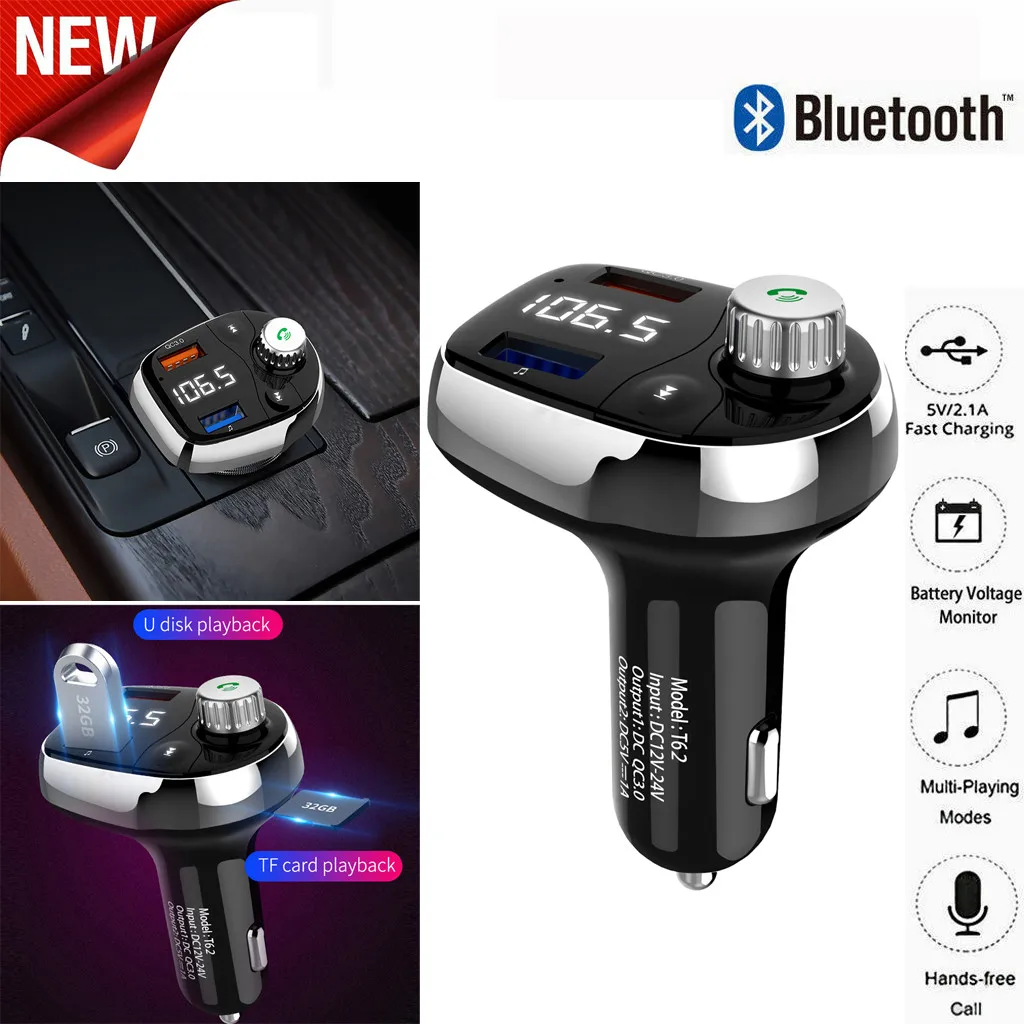 

OMESHIN Car MP3 Player auto bluetooth audio fm transmitter car modulator radio car handsfree mp3 decoder QC3.0 Wireless Jun13