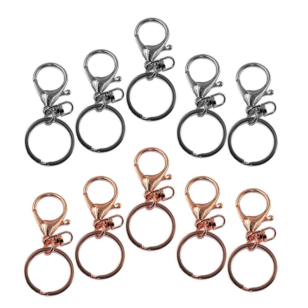 

10pcs Rose Gold/Silver Key Chain Lobster Claw Trigger Swivel Clasps Key Ring