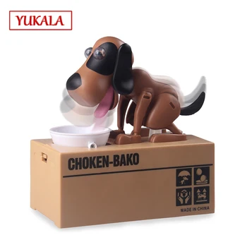 

Big box brown savings dog put coins under pressure, automatic savings component Money Dog Piggy Bank Storage toys For Kid Gift