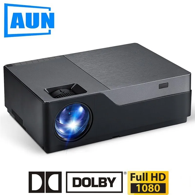 AUN Full HD Projector, 1920x1080 Resolution. LED Projector Support AC3