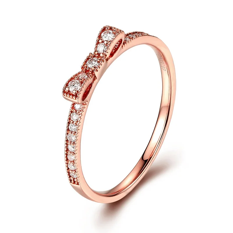 0.13ct Genuine Diamond Pure Real Solid Rose Gold 18k Diamond Ring