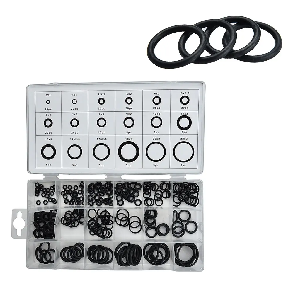 

225pcs O Ring Seal Kit 18 Different Sizes Silicon O-ring Sealing Gasket Assortment Set with Plastic Case