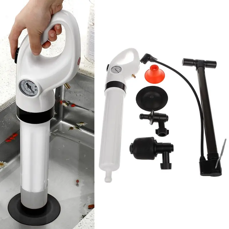 

High Pressure Pump Cleaner Dredge Toilet Plunger Air Drain Blaster Sink Pipe Clogged Remover Bathroom Pipe Bathtub