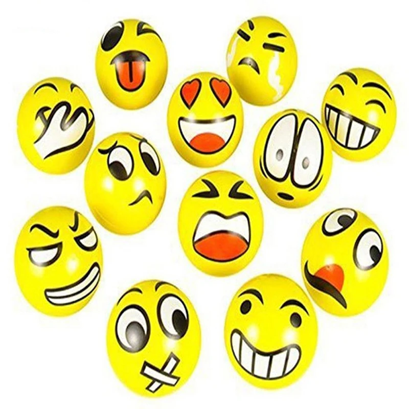 

12Pcs/Pack Funny Emoji Faces Squeeze Ball Anti Stress Hand Wrist Finger Exercise Stress Relief Toy Balls For Kids Children