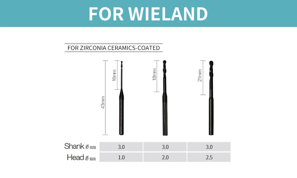 Виланд фрезерные боры 1,0 мм/2,0 мм/2,5 мм Стоматологическая фреза