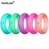 New Fashion 5.7mm Rhinestone Silicone Rings For Women Wedding Rubber Bands Hypoallergenic Crossfit Flexible Silicone Finger Ring 2