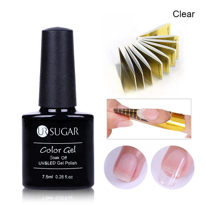 

UR SUGAR Poly Quick Extension Gel Clear Pink Nail Tips Builder UV Gel Nail Art Gel and 20pc Nail Form for Acrylic Gel Tips