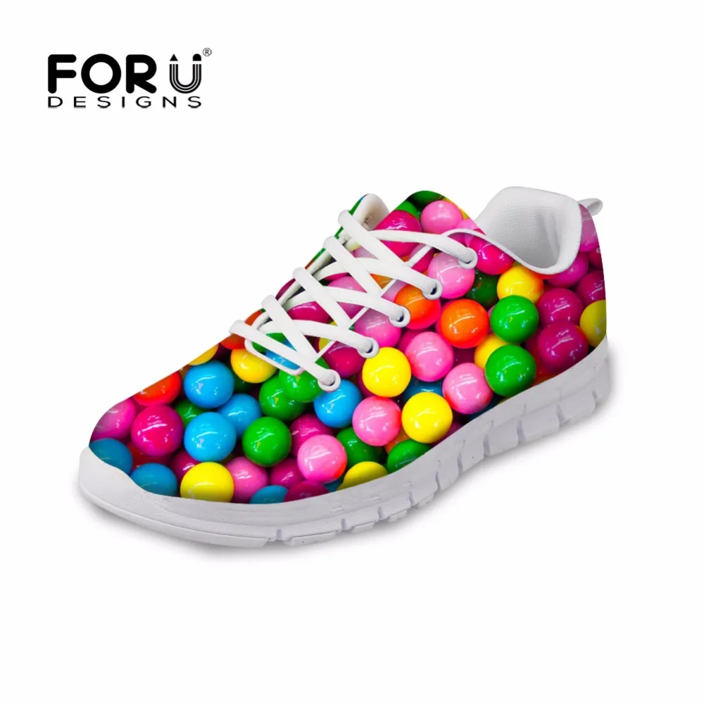 FORUDESIGNS 2017 Fashion Women S Flats Cute Mixed Candy Color Printed Spring Casual Lace Up Light