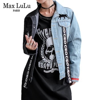 

Max LuLu 2018 Spring Luxury Korean Girls Designer Streetwear Women Denim Jacket 3d Printed Jaqueta Woman Black Jeans Coat Casaco