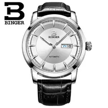 Geneva Binger Fashion Luxury Brand Men’s Leather Watch Business Automatic Watch Stainless Steel Case Waterproof Watches