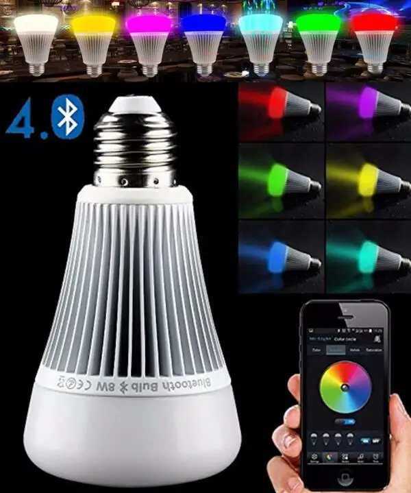 Многофункциональный Ми свет Bluetooth лампы E27 110 В 127 220 240 8 Вт Smart LED лампа RGB