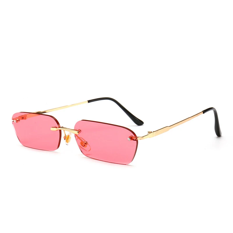 Винтажные маленькие квадратные солнцезащитные очки для женщин индивидуальный цвет крутые металлические бескаркасные красные желтые линзы UV400 Oculus Feminino De Sol Gafas