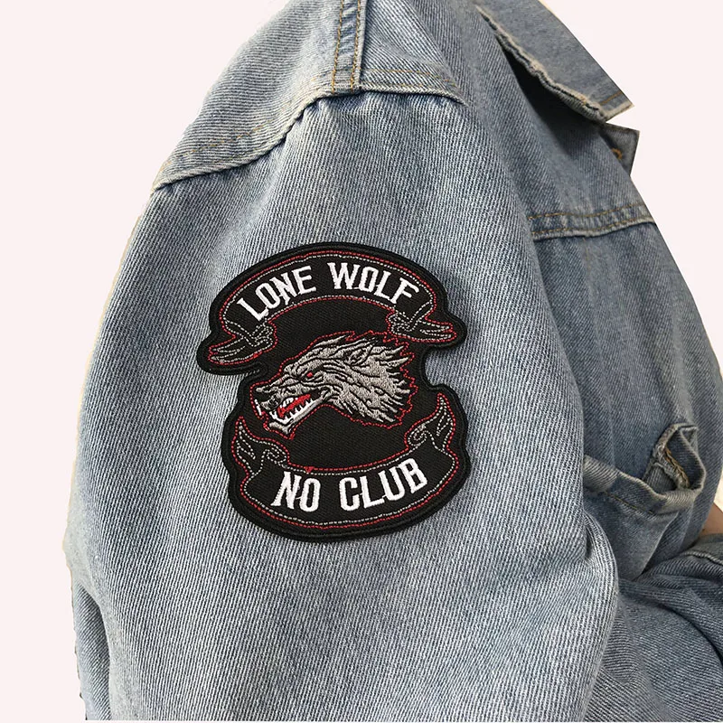 Клубная вышитая нашивка для куртки LONE WOLF Байкерский значок в стиле панк с вышитым