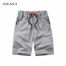 Мужские хлопчатобумажные шорты Homme летние пляжные облегающие бермуды дышащие одноцветные джоггеры брюки с эластичной талией повседневные короткие брюки