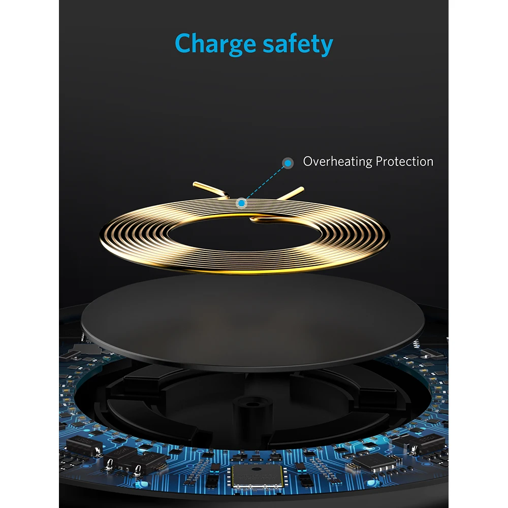 Anker Qi-Certified Ultra-Slim Wireless Charger Compatible iPhone 11 11 ProXs Max/XS/XR/X Galaxy S9/