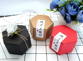 

hexagonal box kraft paper Cake Box dessert biscuit macarons boxes pastry packaging boxes100 pieces/lot