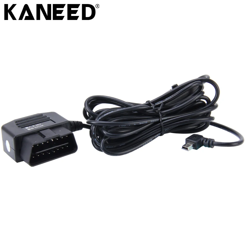 

KANEED OBD2 Car Auto Charging Cable 16Pin obd2 Mini USB Power Adapter Switch Button for GPS Tablet E-dog Phone Length 3.4m