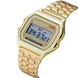 Hou Модные светодиодный цифровые водонепроницаемые часы кварцевые наручные часы платье золотые наручные часы для женщин точное движение