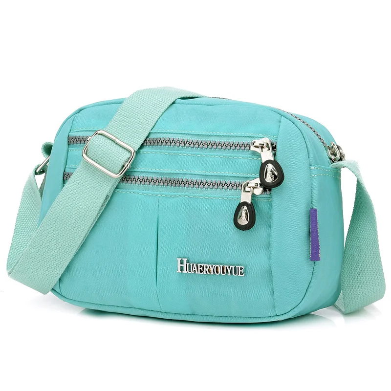 Водонепроницаемые нейлоновые женские сумки-мессенджеры, повседневные винтажные вместительные сумки, женские кошельки и сумки, женские сумки через плечо - Цвет: Зеленый