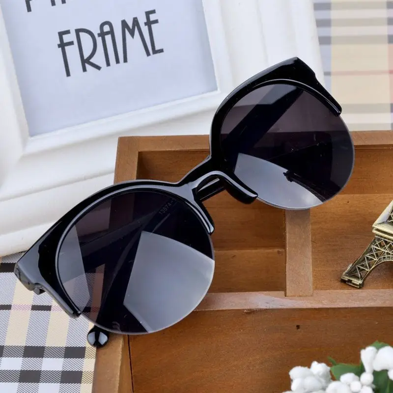 Oculos De Sol Feminino новые модные ретро дизайнерские Супер круглые очки кошачий глаз женские солнцезащитные очки - Цвет линз: Black