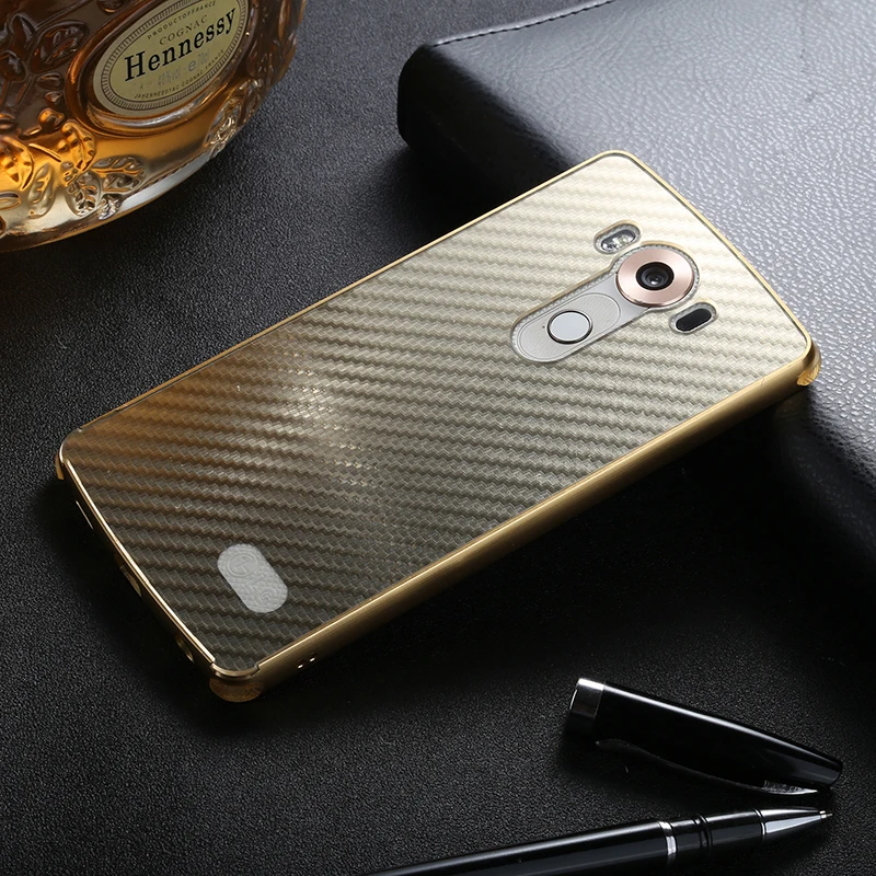 Zinkgelb Новинка года для LG V10 чехол Роскошный блеск тонкий жесткий металлический бампер+ углеродного волокна бронированный противоударный чехол-накладка для телефона чехол