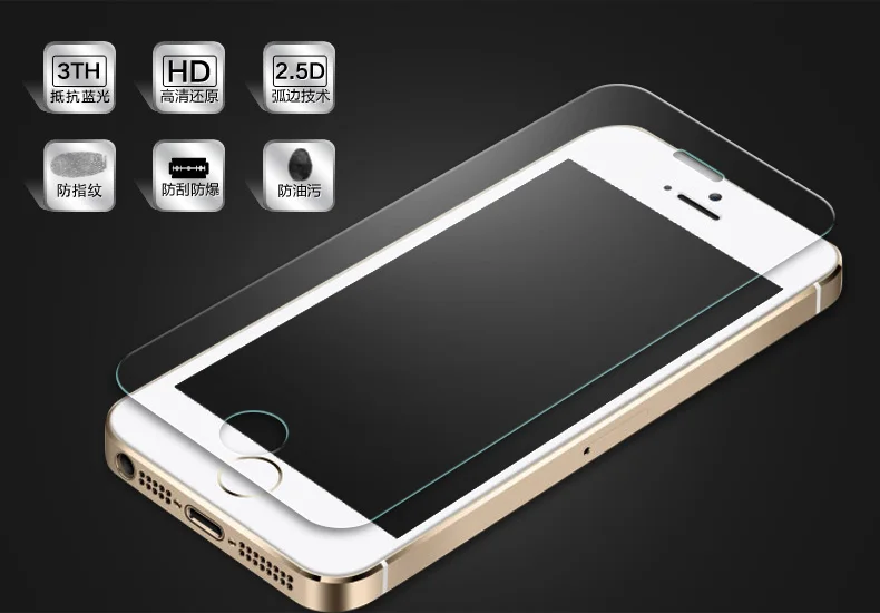 Wellzly 2 шт. Передняя Премиум Закаленное стекло для iPhone 5 царапинам экран защитное на