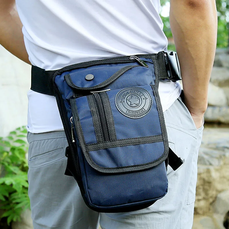 عالية الجودة الرجال النايلون عبر الجسم فاني حقيبة دراجة نارية رايدر حزام الورك الساق أكياس السفر قطرة الفخذ الحقيبة العسكرية الخصر حقيبة ظه...