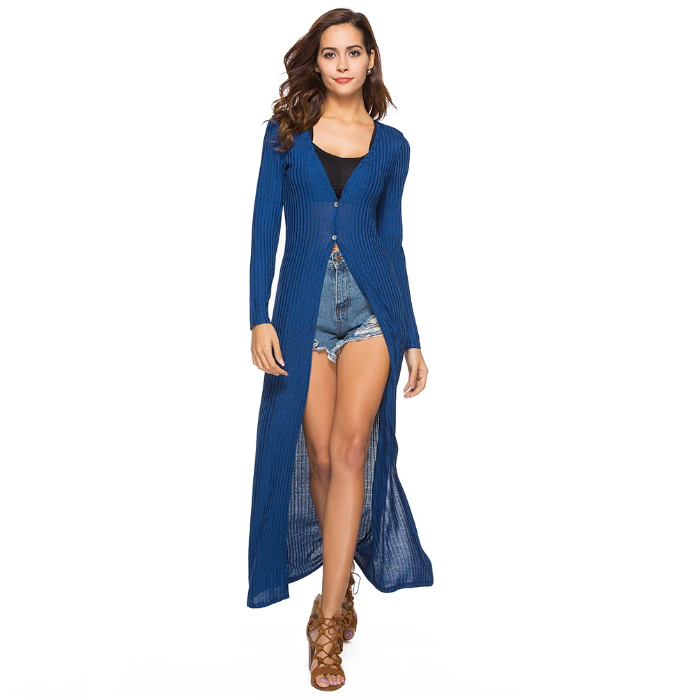 Khale Yose Autumn 2018 Long Elastic Cardigan Loose Sleeve Cardigans Sweater Women Knitted Jumper Big Size Coat Outerwear |