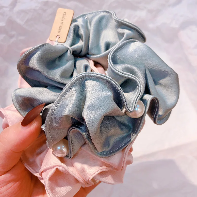 Korean Fashion Summer Elastic Hair band Solid Color Hair Ring Simple Women Hair bands Pearl Hair accessories Dance Scrunchie