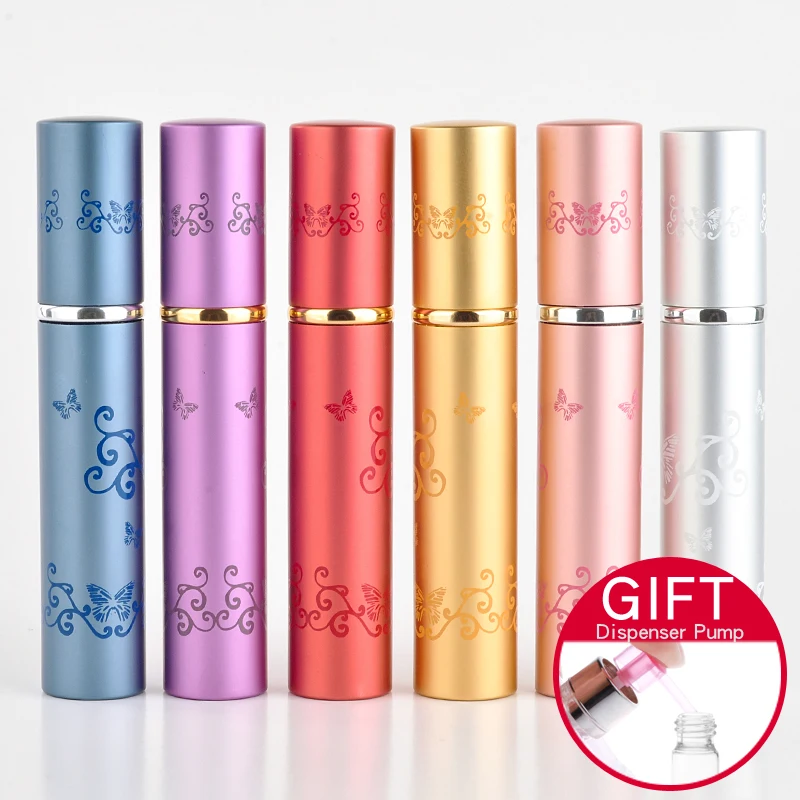 

5 ML Portable Flower Vine Refillable Glass Perfume Bottle With Aluminum Sprayer Empty Cosmetic Parfume Vial For Traveler
