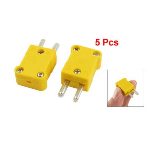 5 шт. желтый Пластик чехол на плоской подошве мужской 2-контактный K Тип регулятор температуры с термопарным разъем провода