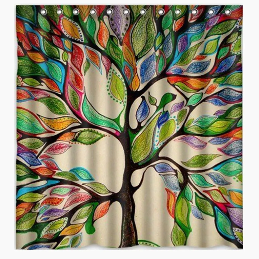 

Memory Home Colorful Tree of Life Gorgeous Like Feather Bathroom Shower Curtain Custom Polyester Fabric kids Decorative Curtain