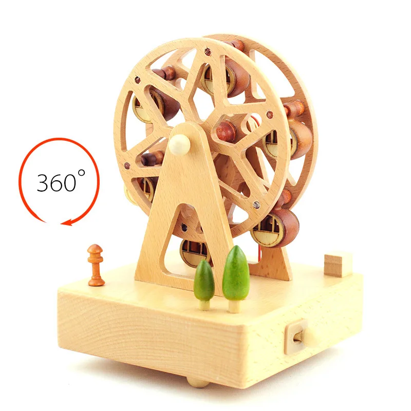 

Free shipping Solid wooden music box music box wooden crafts and gifts wholesale wheel music box production