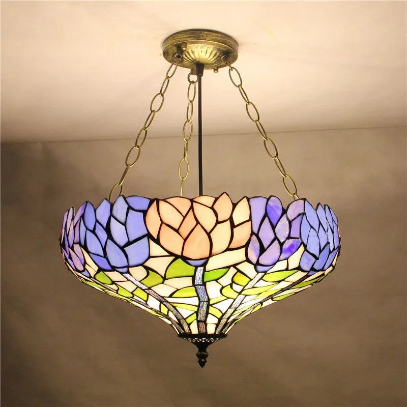 Fumat, витражное стекло подвесные светильники в европейском стиле лотоса Стекло художественный абажур гостиная спальня лампа ресторан световая лампа