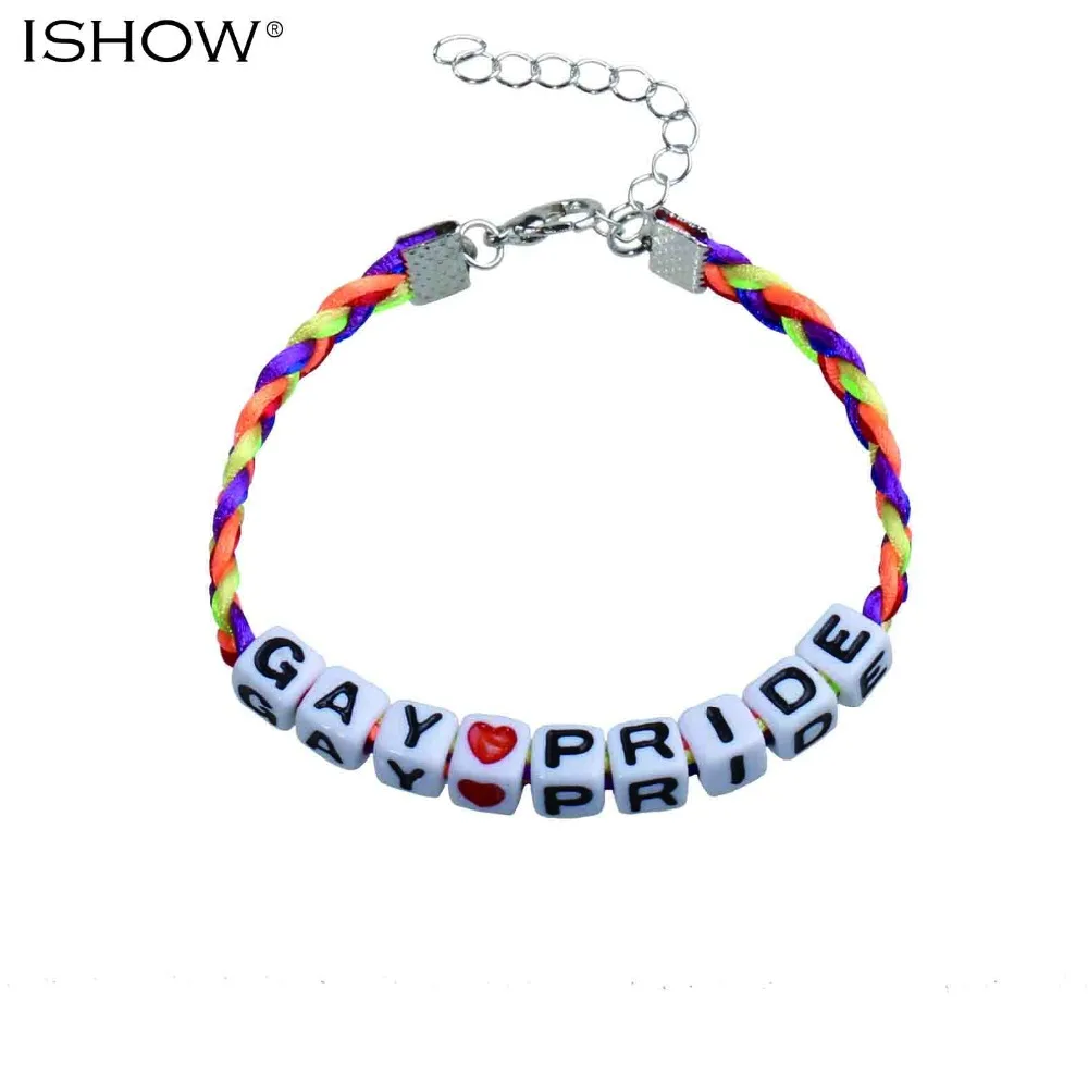 2018 new Handmade Pride Charm Heart Brainded Brancelet Rainbow Gay