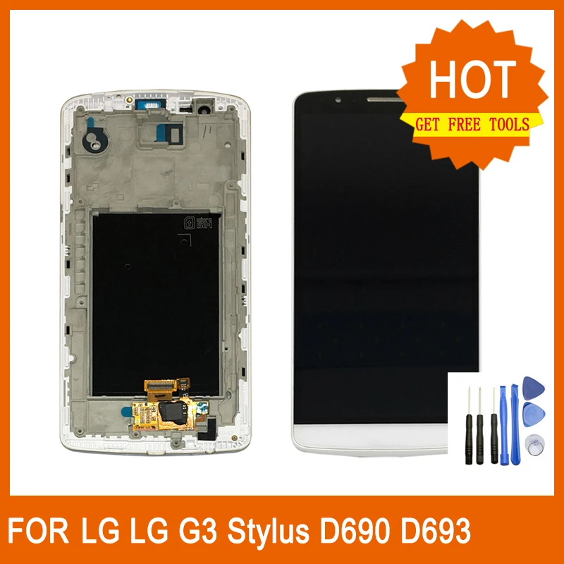 Для LG G3 stylus D693 D690N ЖК дисплей 5 &quotсенсорный экран дигитайзер с рамкой полная