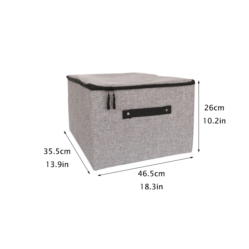 القطن و الكتان صندوق تخزين مزود بغطاء منظم منزلي للنسيج قابل للغسل الملابس التشطيب مربع كبير لحاف صندوق تخزين بقايا