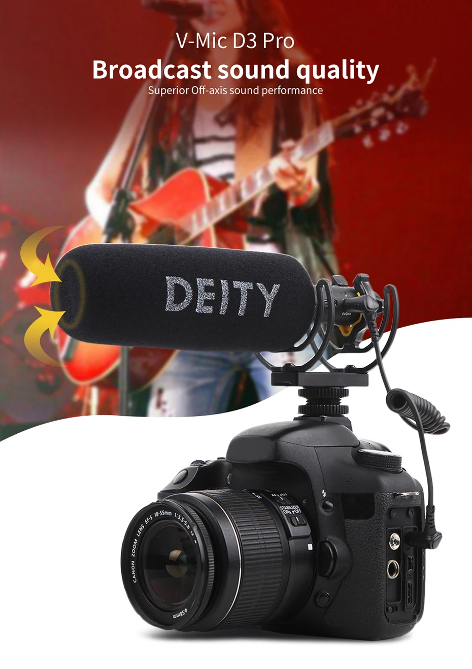 Deity V-Mic D3 Pro видео Студийный микрофон супер-Cardioid Полярный узор Vlogging Конденсатор Запись микрофон для DSLR