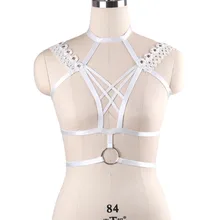Женский Готический боди жгут кружевной Клетчатый Бюстгальтер одежда в стиле рейв боди жгут Харадзюку Готический бондаж белье Цветочная сбруя Готический Фетиш
