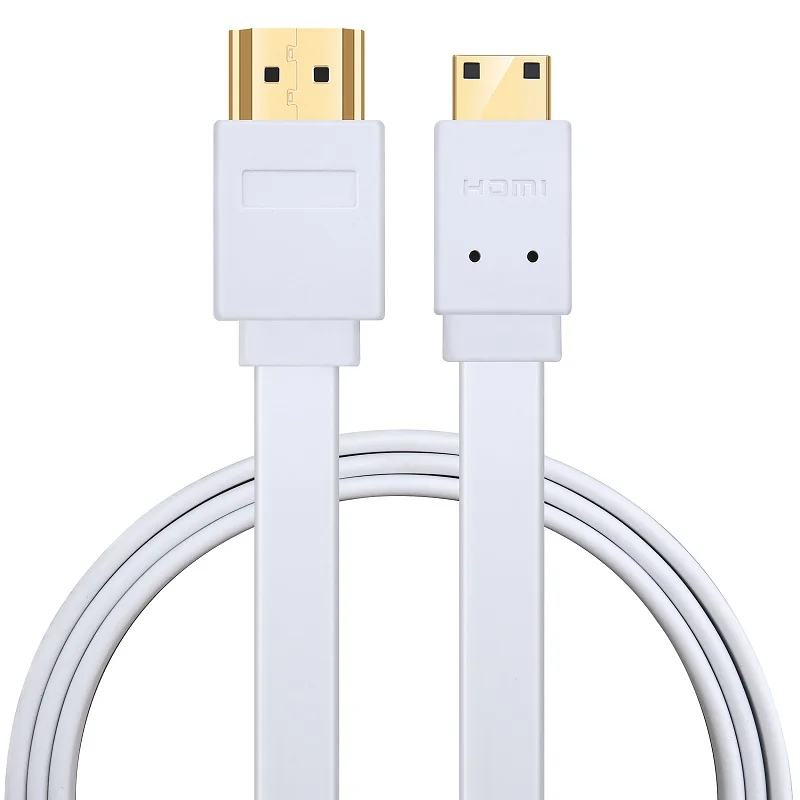 Lungfish плоский мини-hdmi(type C)-HDMI(type A) кабель позолоченный Высокоскоростной мини-hdmi кабель 1,4 Настоящий 3D 1080P и Ethernet A-C - Цвет: Белый