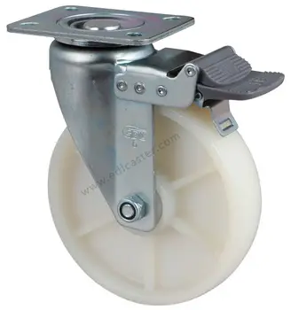 

1PC EDL Heavy Duty 6 Inch Casters Wheels 250Kg PA Nylon Wheels Castors Plate Double Bearing Brake Locking Industrial for trolley