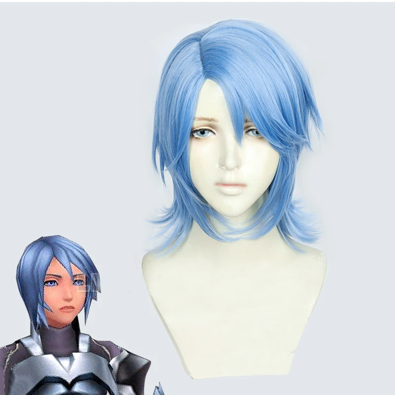 KINGDOM-HEARTS-3-Aqua-Short-Gray-blue-Cosplay-Wig-Women-Girls-Party-Wigs
