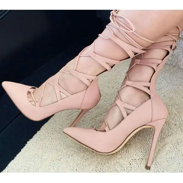 string lace up heels