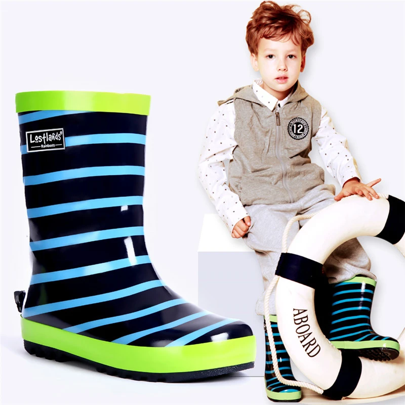 Maggie's Walker Rain Season Boys Rain Shoes Blue Stripes Kids Boy Rain
